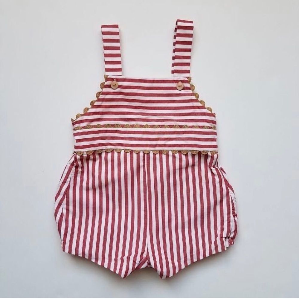9M Dolce Petit Red & White Striped Christmas Romper